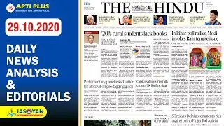 DAILY NEWS ANALYSIS !! 29 OCTOBER 2020 !! { Dashboard to monitor air quality }