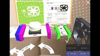 eROBSON app LittleBits Power, Button, Fan and Led light simulated in Augmented Reality