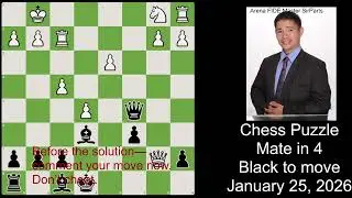 Mate in 4 | Can You Find the Winning Move? | Sir Parts Chess Puzzle No. 1 January 25, 2026