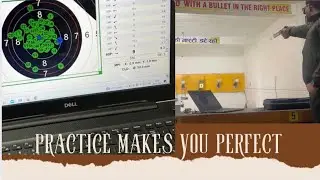 10 meter air pistol practice for olympics at shooting range 