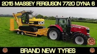 Massey 7720 DYNA 6, Brand new Barford Low loader and JCB Js130lc