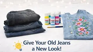 Fabric painting on jeans||fabric hand painted for bignners||how to pant on jeans @rounakcreativelife