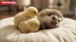 Fluffy Yellow Chicks & Hedgehog Snuggle for Cozy Rest 🐥🦔
