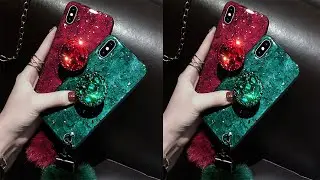 DIY crystal holder Stand Hairball Strap Phone case For iPhone 13 11 PRO MAX