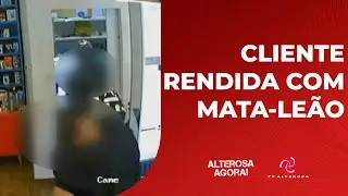 CLIENTE É RENDIDA COM MATA LEÃO DURANTE ASSALTO À LOJA DE CELULARES