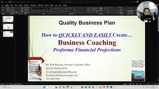 Business Coaching Pro Forma Financial Projections &ndash; Quickly and Easily!!  By Paul Borosky, MBA.