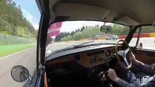 Spa Classic 2016-Triumph GT6 gets held up by a Ferrari