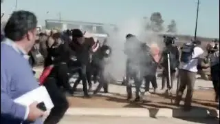 Protesters hit with chemical irritants outside Dilley Detention Facility