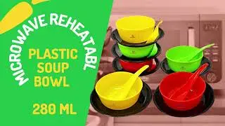 Sarthak Uphaar Plastic Microwave Safe Soup Bowl Set of 18 Pieces (6 Bowl, 6 Spoon, 6 Plates) #Bowl