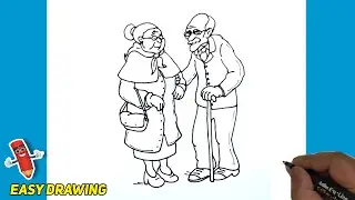 How To Draw Grandpa Grandma Easy #trending #viral | Easy Drawings | Magic Drawings | Old Couples