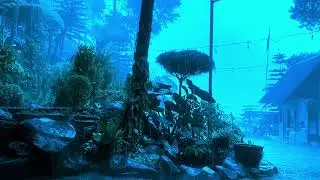 Deep Sleep Guaranteed 🌧️ Heavy Rain in a Lush Tropical Forest Garden