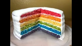 Rainbow Cake with Cream Cheese Frosting 6 Layers