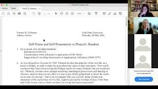 F. Titchener, Praise & Blame Seminar, Academy of Athens 2021 (20/5), Self-Presentation in Plutarch