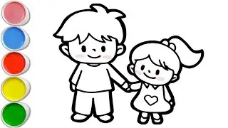 How to draw brother and sister|| cute brother and sister drawing easy step by step