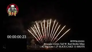 RFPFSL121311 13'S Slice Cake Brocade crown tail with red strobe mine#fireworks #fireworksfestival