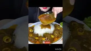 ASMR, EATING SPICY MUTTON CURRY WITH RICE #mukbang #asmreating #youtubeshort #asmrfood #asmr #shorts