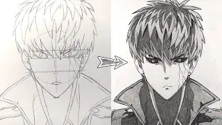 MENGGAMBAR MUDAH | CARA MENGGAMBAR GENOS [ONE PUNCH MAN] STEP BY STEP