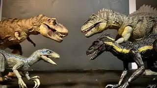 jurassic world Blue and trex vs indoraptor and giga stop motion battle