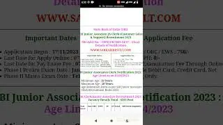 #short# video State Bank of India (SBI) Junior & JA Cleark (Customer Sales) Recruitment 2023 ! ☺️☺️