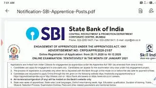 STATE BANK  NOTIFICATIONS LATEST  IN BANKS APPRENTICE IN BANKS 2020