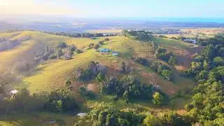 Flying over Byron Bay's hinterland (Telopa). Beautiful countryside views.