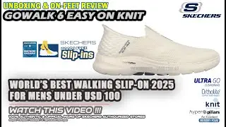 Распаковка и обзор на ногах: мужские повседневные прогулочные туфли Skechers Slip-ins Gowalk 6 Ea...