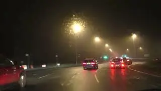 Nighttime Drive On The A449 From Newland, Malvern To Powick, Worcestershire, UK 28th December 2024