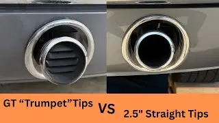 66 Mustang GT Trumpet Exhaust Tips VS Straight 2.5