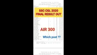 SSC CGL 2020 FINAL RESULT OUT 🔥 | AIR 300 😍| Dream post 👮