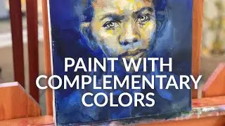 Paint a young boy with complementary colors / bold color portrait