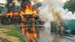 Truck Masuk Jurang Dan Terbakar || Akibat Sopir Ngantuk Truck Terbalik Di Bukit Kodok