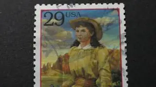 Postage stamp. USA. Annie Oakley. Price 29 cents.
