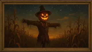 Vintage Halloween Scarecrow 4K | Pumpkin Head Frame TV Art Screensaver | Spooky Cornfield D&eacute;cor