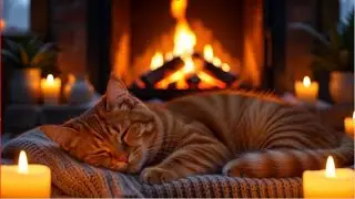 🔴 LIVE Fireplace 🔥 Ambience with a Sleeping Cat 🐱 | Relaxing Crackling Sounds for Sleep & Study