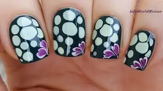 FLORAL BLOBBICURE NAIL ART: Dark Green Based Dotting Tool & Needle Nails