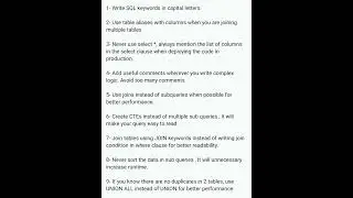 Best Practice for SQL Queries