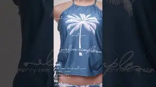 Girlmerry Conservative coconut tree and letter padded drawstring tankini sets Wholesale BA010134