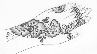 Full hand Arabic pencil mehndi design | mehandi ki  design | easy pencil shading mehndi designs
