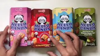 Unwrapping Hello Panda Strawberry, Chocolate, Milk and Matcha flavours