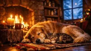 A Quiet Winter Refuge ❄️ Fireplace Warmth and Snowstorm Sounds for Deep Sleep