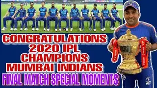 DREAM 11 IPL 2020 FINAL | SPECIAL MOMENTS | MI vs DC | IPL 2020 WINNER MUMBAI INDIANS