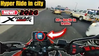 Hyper ride in city on New 2026 Hero xtreme 125.🚀|| close call at top speed in city roads ⚠️||