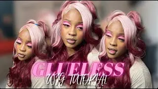 *DETAILED* EASIEST GLUELESS WIG INSTALL ( BEGINNER FRIENDLY)| Ebony Hair