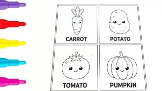 Coloring and Learning Vegetables for Kids | Carrot Potato Tomato Pumpkin 🎨🥕