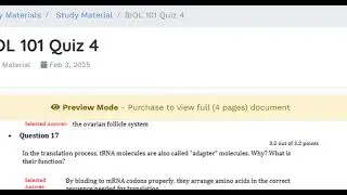 BIOL 101 Quiz 4