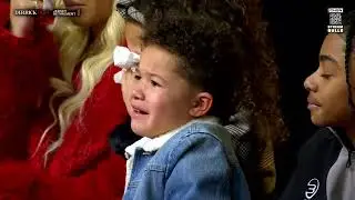 Derrick Rose addresses one of his sons, and his son starts getting emotional