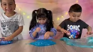 Slime Bubble Challenge. Kayla & Cousins Slime Fun (Part 2)