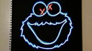 Drawing Cookie Monster glow effect POSCA markers