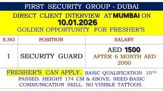 Mall Helper Job in Dubai 🇦🇪Security Guard 🚨 की बंपर भर्ती _Security Guard Job In Dubai 🇦🇪 Jan4, 2026