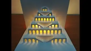 3d Tower of Babel｜Pop up card｜paper art｜Origami Architecture｜kirigami art｜3d巴別塔彈出卡片